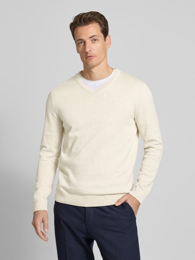 Tom Tailor Regular Fit Strickpullover aus reiner Baumwolle Beige 4