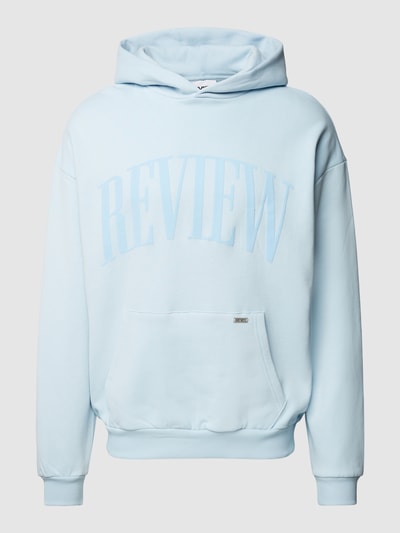 REVIEW Hoodie mit Label-Print und Känguru-Tasche Eisblau 2