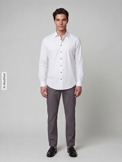 Jake*s Slim Fit Business-Hemd mit Kentkragen Weiss 1