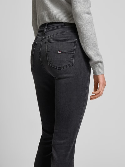 Tommy Jeans Skinny fit jeans met labelstitching, model 'NORA' Zwart - 3