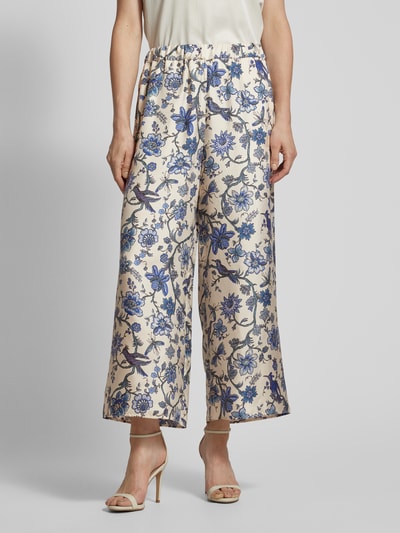 Weekend Max Mara Wide leg zijden broek met elastische band, model 'TORTONA' Marineblauw - 4