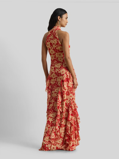 Lauren Ralph Lauren Körpernahes Neckholder Abendkleid mit Volants Rot 5