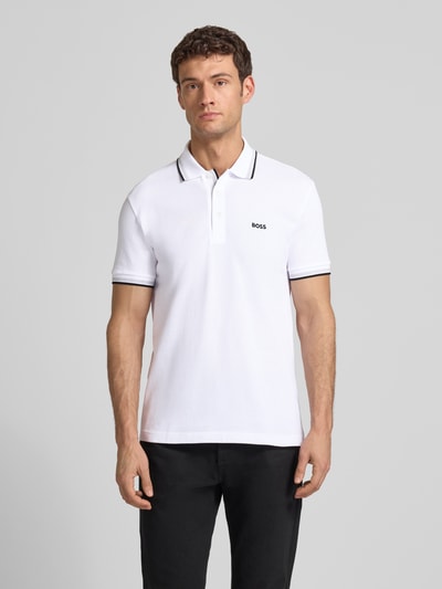 BOSS Green Regular Fit Poloshirt mit Label-Stitching Modell 'Paddy' Weiss 4