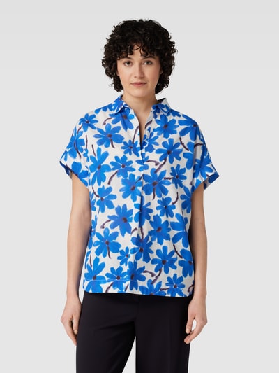 0039 Italy Blouseshirt met bloemenmotief, model 'Derry' Koningsblauw - 4