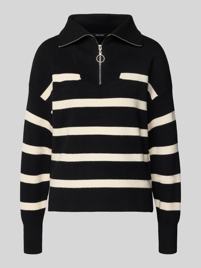 VERO MODA Regular Fit Troyer aus Viskose-Mix Modell 'SABA STRIPE' Black 2