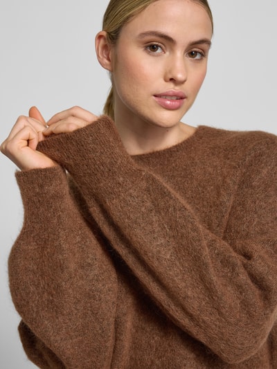 Style Icon Collection Gebreide pullover in cropped fit van mohairmix - curated by Maja Weyhe Hazelnoot - 3