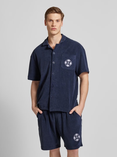 No Bystanders Regular fit vrijetijdsoverhemd met borstzak Marineblauw - 4