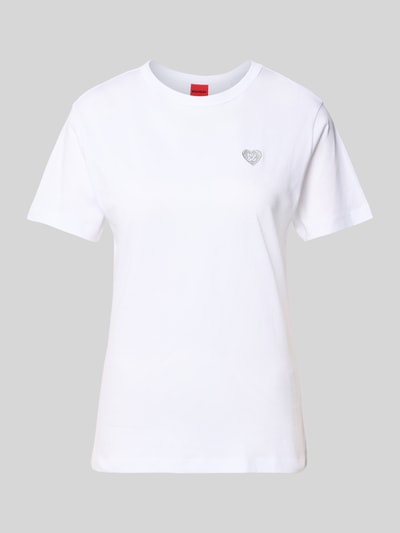 Produktfoto, weißes Regular Fit T-Shirt aus reiner Baumwolle Modell 'Damacia_9' von HUGO, Damen T-Shirt von HUGO, glatte Textur