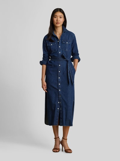 Lauren Ralph Lauren Regular Fit Freizeitkleid aus reiner Baumwolle Jeansblau 4