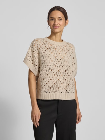 comma Strickshirt mit Rundhalsausschnitt Offwhite 4