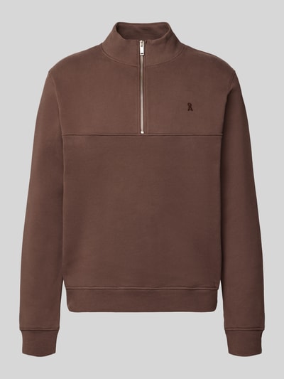 Produktfoto, brązowy troyer z bawełny, gładka tekstura, zamek na stójce, Regular Fit Troyer aus reiner Baumwolle Modell 'WAARLO FLEECE' von ARMEDANGELS, Herren troyer