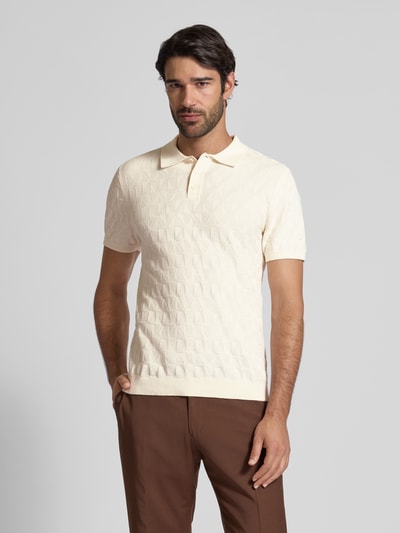 MCNEAL Regular fit gebreide polo met knoopsluiting Ecru - 4