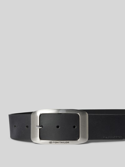 Tom Tailor Leren riem in effen design, model 'AMY' Zwart - 2