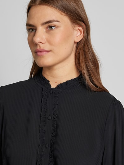 MOS MOSH Regular fit blouse van viscose met opstaande kraag, model 'Reta' Zwart - 3