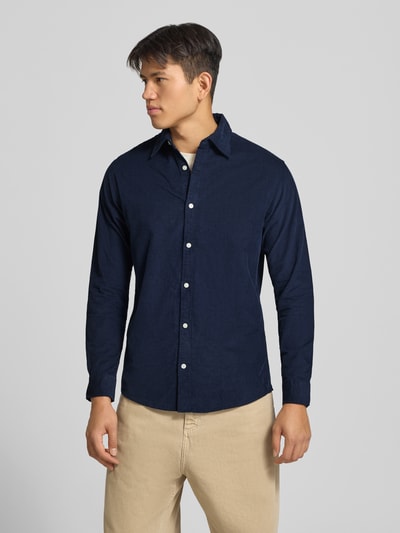 JACK & JONES Slim Fit Freizeithemd aus Cord mit Kentkragen Marine 4