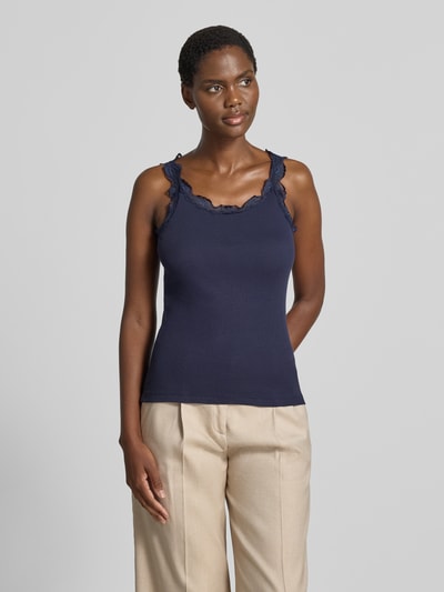 Rich & Royal Slim fit top met kant van pure katoen Marineblauw - 4