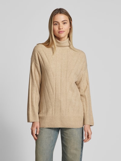 Only Loose Fit Strickpullover mit breitem Umschlag Modell 'JEANETT' Sand 4