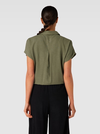 PIECES Bluse aus Viskose-Mix mit Knoten-Detail Modell 'VINSTY' Oliv 5
