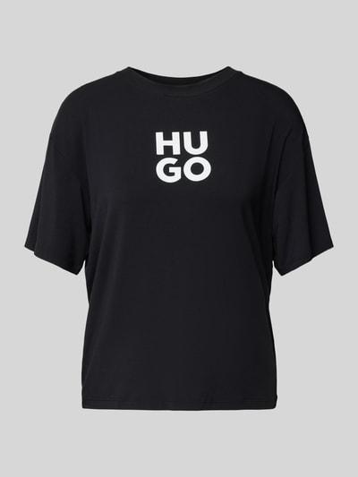 HUGO T-Shirt mit Label-Print Modell 'MAKENA' Black 2