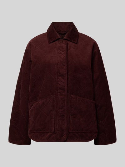 OPUS Lange jas met cordstructuur van pure katoen model 'Hekordi' Bordeaux - 1