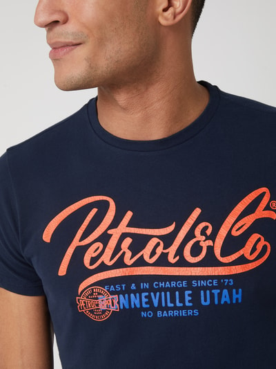 Petrol T-shirt z logo Granatowy 3