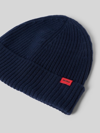 HUGO Beanie aus reiner gerippter Schurwolle Modell 'XOLA' Marine 2