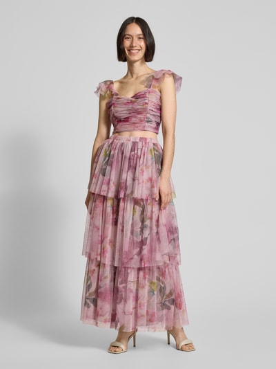 LACE & BEADS Cropped Blusentop mit Raffungen Rosa 1