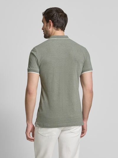 Blend Regular fit poloshirt met ribboorden, model 'NATE' Olijfgroen - 5
