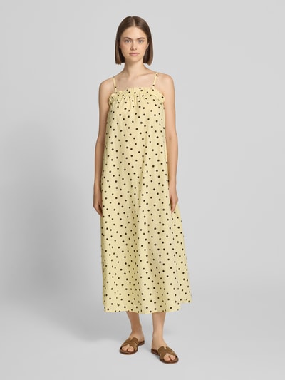 PIECES Sukienka casualowa o kroju loose fit z czystej bawełny model 'PARKER' Jasnożółty 4