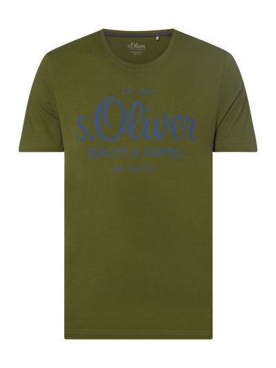 s.Oliver RED LABEL T-shirt met logoprint  Olijfgroen - 1