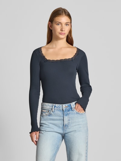 Only Slim fit shirt met lange mouwen van puur katoen, model 'XENA' Rookblauw - 4