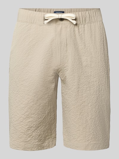 Produktfoto, Shorts mit elastischem Bund und Eingrifftaschen von MCNEAL in Beige mit Strukturmuster, Regular Fit, Tunnelzug, Gesäßtaschen.