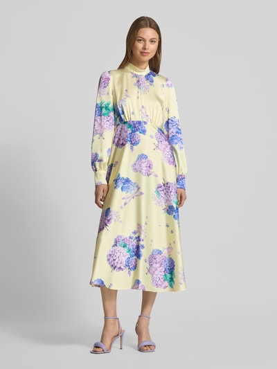 Marc Cain Midikleid mit Stehkragen Hellgelb 4