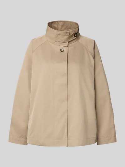 Produktfoto, beżowa Jacke aus Baumwoll-Mix mit Stehkragen Modell 'JIL' von CINQUE, proste linie, pełna długość guzików, tekstura gładka