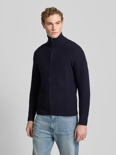 Forét Regular fit gebreid jack van zuivere wol Marineblauw - 4