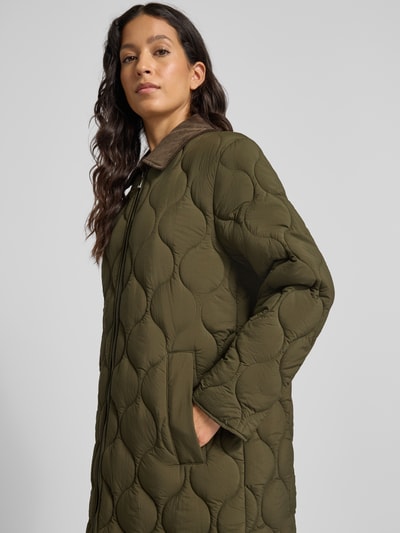 Jake*s Casual Gewatteerde lange jas met tweewegsritssluiting en steekzakken Olijfgroen - 3