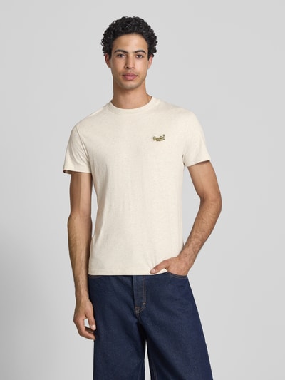 Superdry Regular Fit T-Shirt mit Logo-Stitching Beige Melange 4