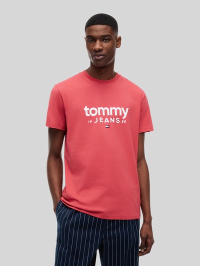 Tommy Jeans relaxed fit T-shirt van puur katoen met labelopschrift Rood - 4