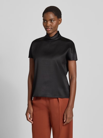 Stefanel T-Shirt aus Viskose-Mix mit Stehkragen Black 4