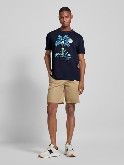 Lerros T-Shirt mit Motiv- und Statement-Print Marine 1