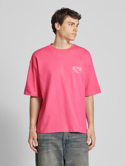REVIEW Oversized T-Shirt mit Label-Print Pink 4