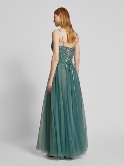 Luxuar Abendkleid mit tiefem V-Ausschnitt Gruen 5