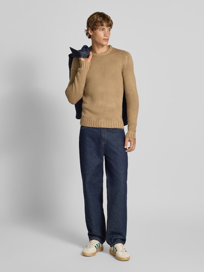 Blend Strickpullover mit Label-Patch Modell 'DILLON' Beige 1