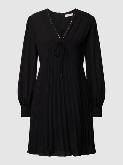 Liu Jo White Knielanges Kleid mit Plisseefalten Black 2