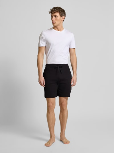 HUGO Regular Fit Sweatshorts mit Strukturmuster Modell 'Austin' Black 1