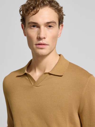 Christian Berg Men Gebreide pullover met polokraag Cognac - 3