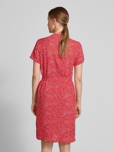 VILA Knielange jurk van viscose met strikceintuur Rood - 5