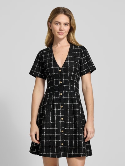 HUGO Tailliertes Etuikleid mit Gitterkaro-Muster Modell 'KIKLA' Black 4