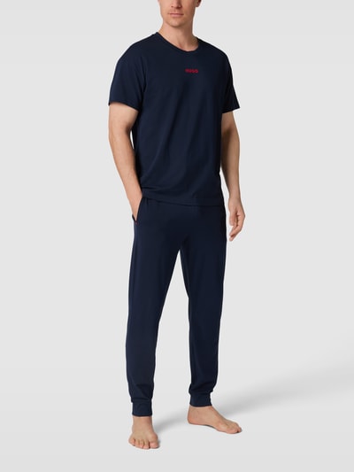 HUGO T-Shirt mit Label-Print Modell 'Linked' Dunkelblau 1