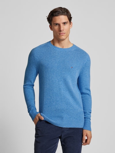 Tommy Hilfiger Wollpullover mit Logo-Stitching Hellblau 4